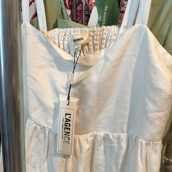 L'AGENCE White Maxi Dress L'Agence Jessamy Empire Waist MIDI Dress - Picture 2 of 8